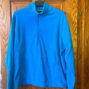 LANDS END L 1/4 zip Fleece Blue EXCELLENT